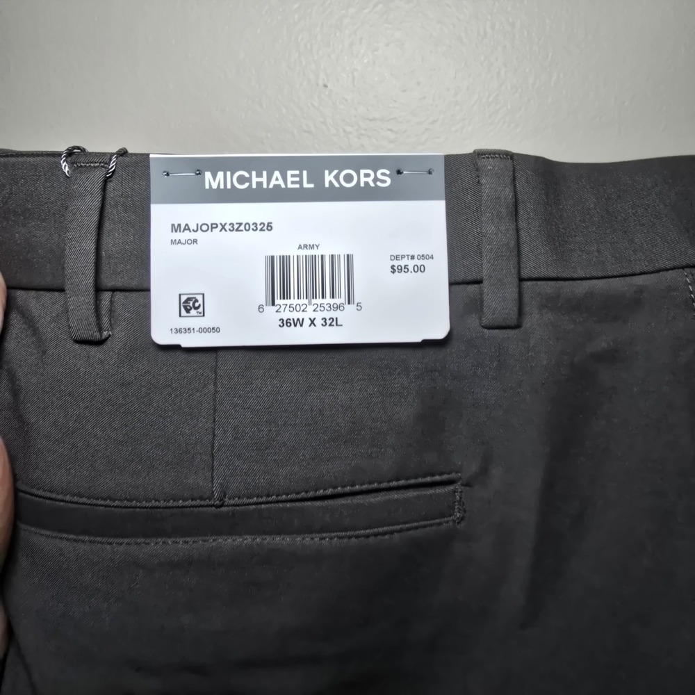 Michael Kors Army Green Dress Pants Stretch Straight Leg Mens sz 36 Wx32 L - Picture 4 of 4